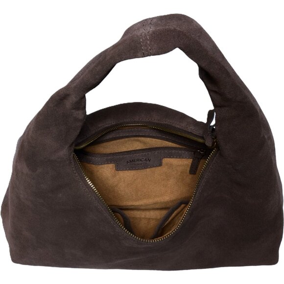 NWT American Leather Co. Adina Hobo Bag Chocolate Brown Suede Triangle Hobo Bag - Picture 4 of 12